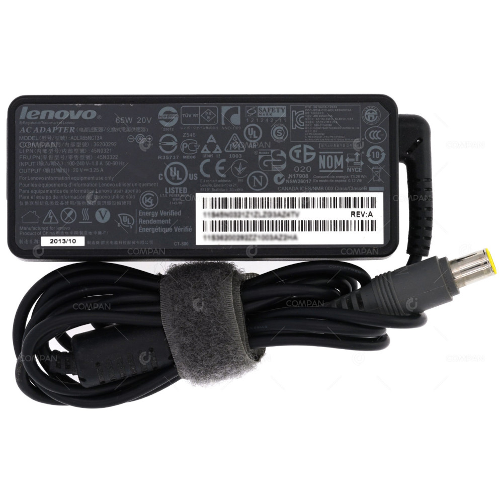 45N0322 LENOVO AC ADAPTER 65W 20V 3.25A FOR LAPTOPS THINKPAD SERIES 45N0321, ADLX65NCT3A, 36200292
